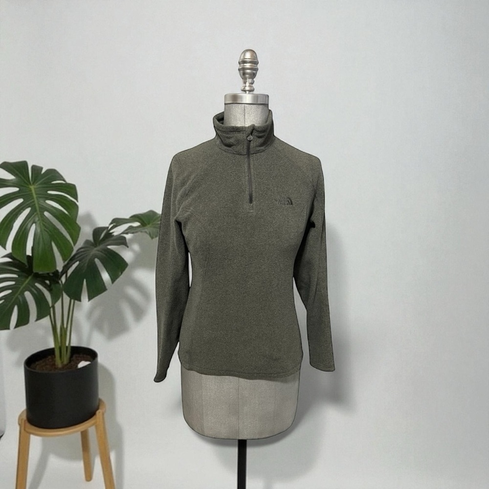 The North Face Charcoal Fleece Ling Sleeve Pullover 1/4 Zip Size XS